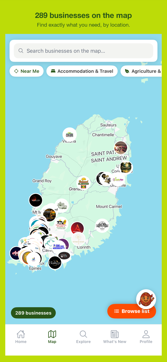 Find what’s near you on the map of Grenada